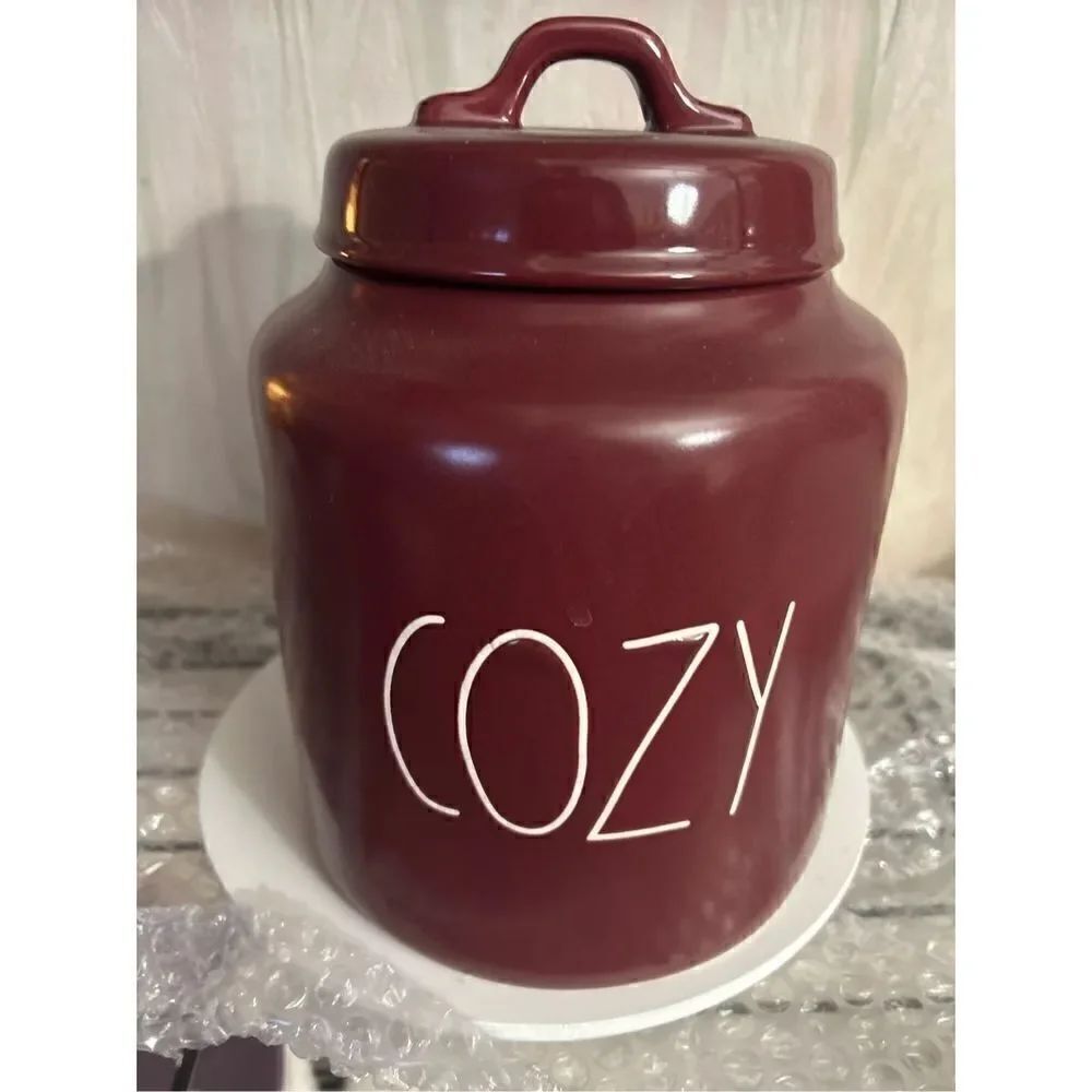 Rae Dunn Ceramic Burgundy Cozy Canister Cookie Jar